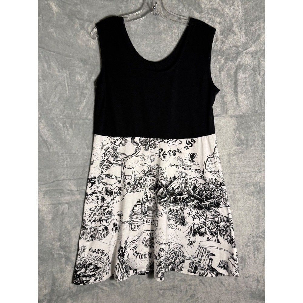 The Legend of Zelda Hyrule Map Skater Dress Black White Sleeveless 2XL Nintendo